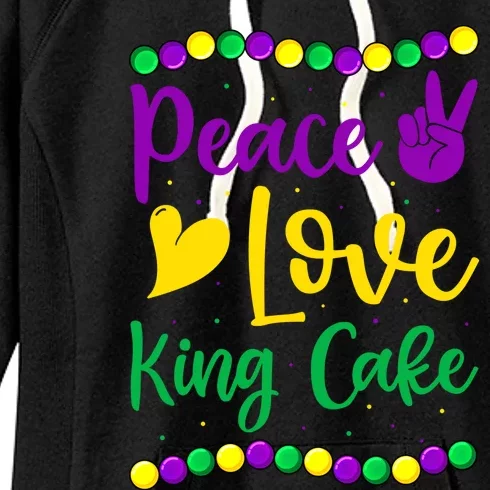 Peace Love King Cake Mardi Gras Outfit Gift Women's Fleece Hoodie