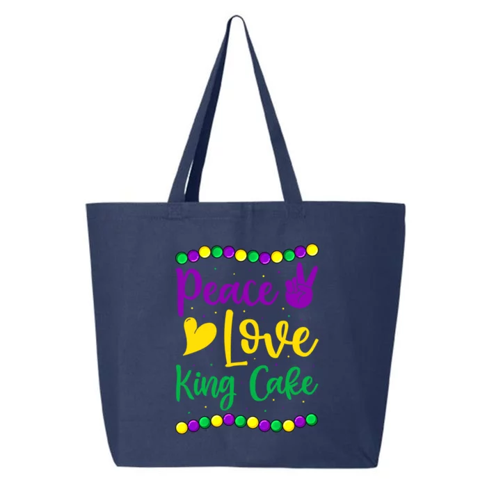 Peace Love King Cake Mardi Gras Outfit Gift 25L Jumbo Tote