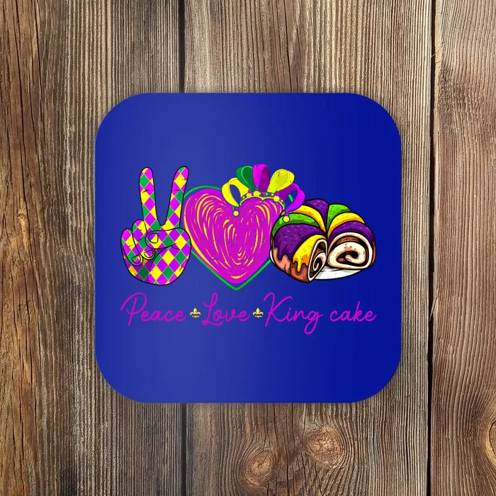 Peace Love King Cake Mardi Gras Party Carnival Gift Coaster