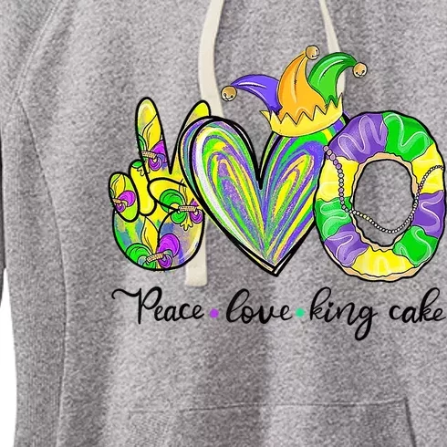 Peace Love King Cake Mardi Gras Women's Fleece Hoodie