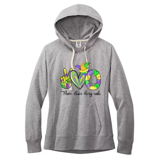 Peace Love King Cake Mardi Gras Women's Fleece Hoodie