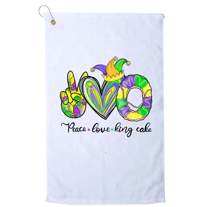 Peace Love King Cake Mardi Gras Platinum Collection Golf Towel