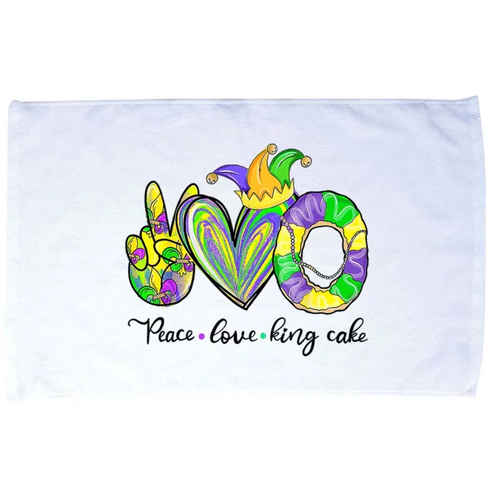 Peace Love King Cake Mardi Gras Microfiber Hand Towel