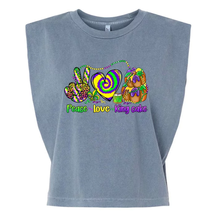 Peace Love King Cake Mardi Gras Gift Gift Garment-Dyed Women's Muscle Tee