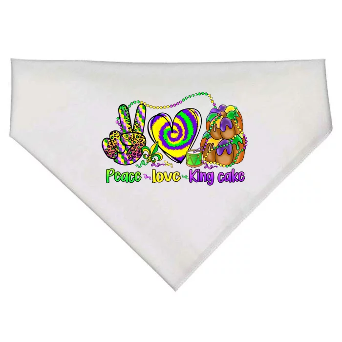 Peace Love King Cake Mardi Gras Gift Gift USA-Made Doggie Bandana