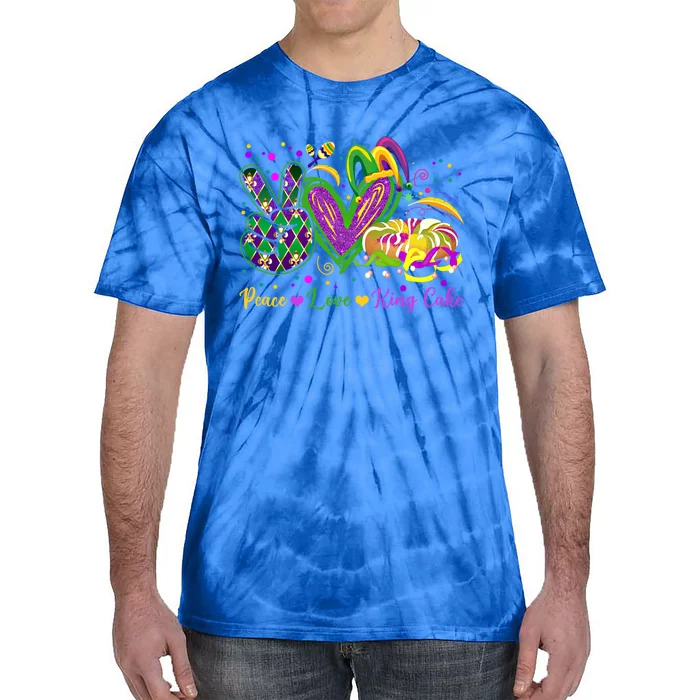 Peace Love King Cake Mardi Gras Great Gift Meaningful Gift Tie-Dye T-Shirt