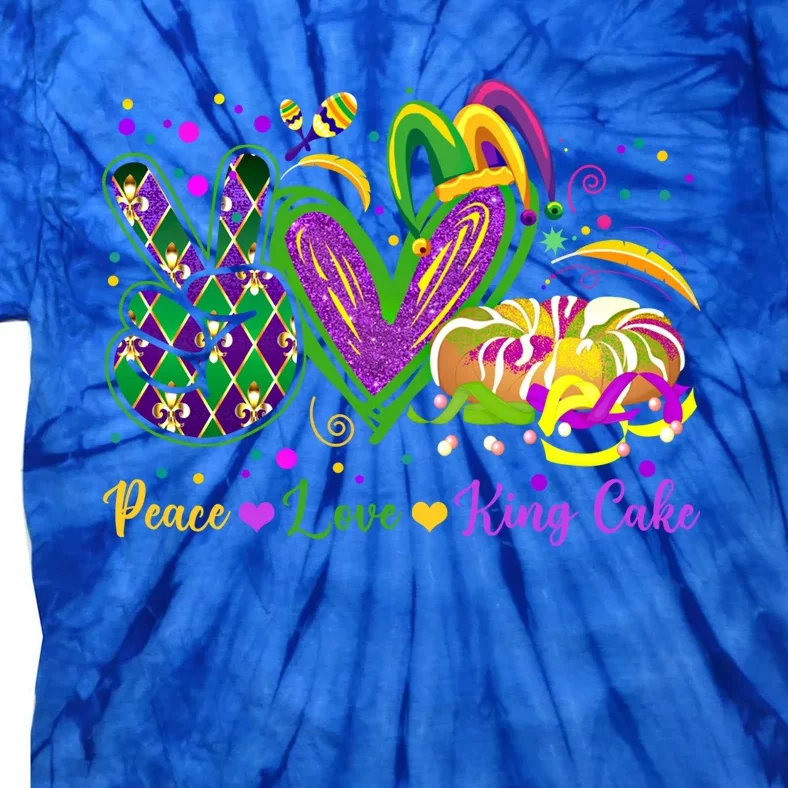 Peace Love King Cake Mardi Gras Great Gift Meaningful Gift Tie-Dye T-Shirt