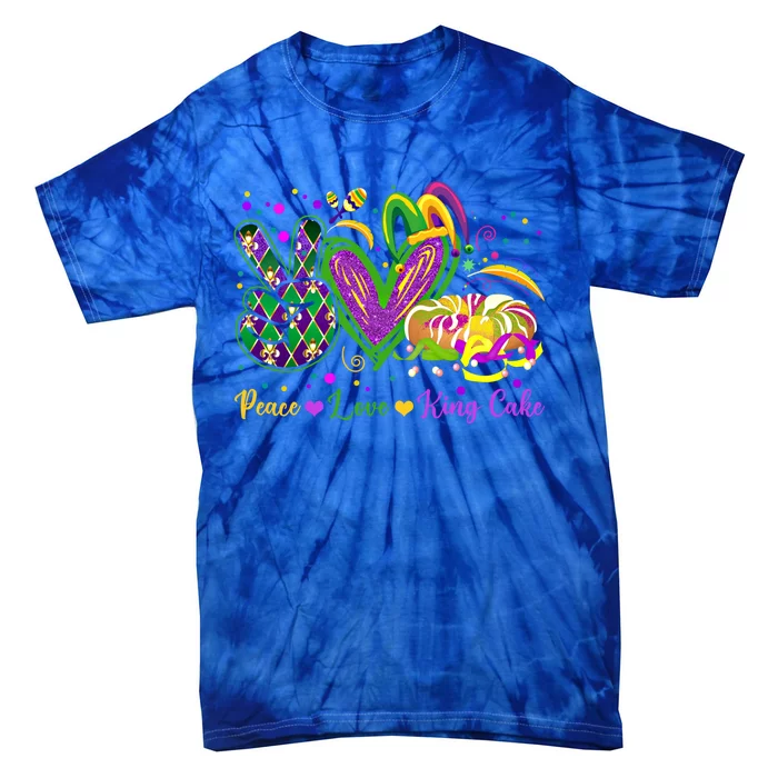 Peace Love King Cake Mardi Gras Great Gift Meaningful Gift Tie-Dye T-Shirt