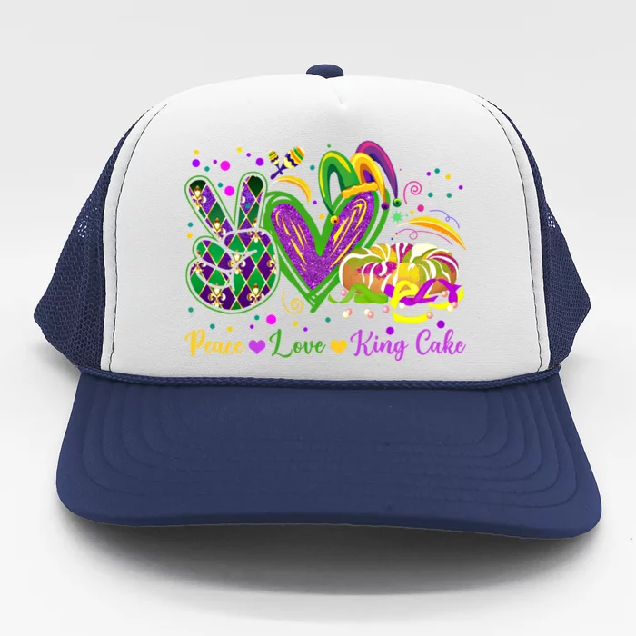 Peace Love King Cake Mardi Gras Great Gift Meaningful Gift Trucker Hat