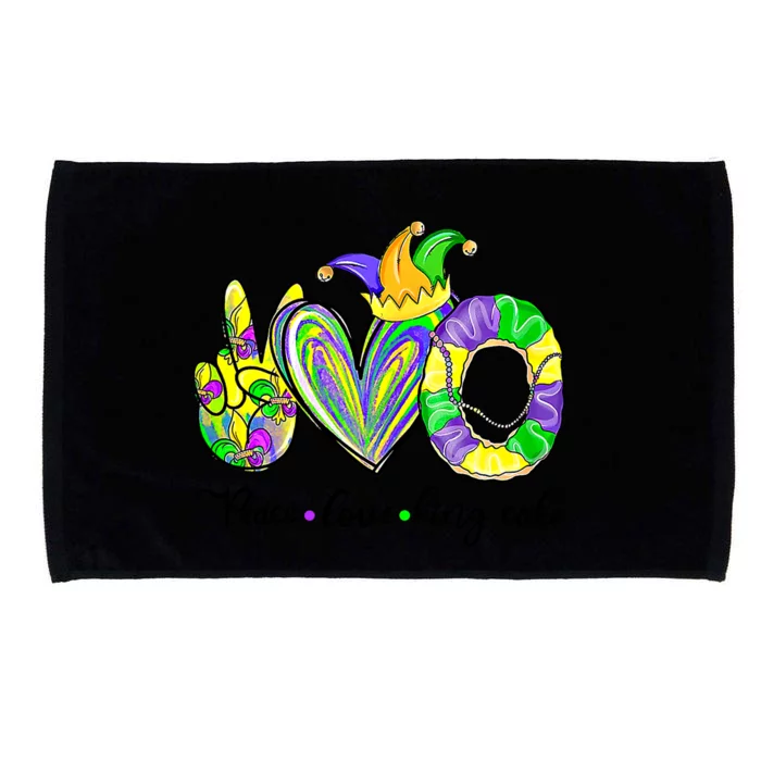 Peace Love King Cake Mardi Gras King Cake Mardi Gras Great Gift Microfiber Hand Towel