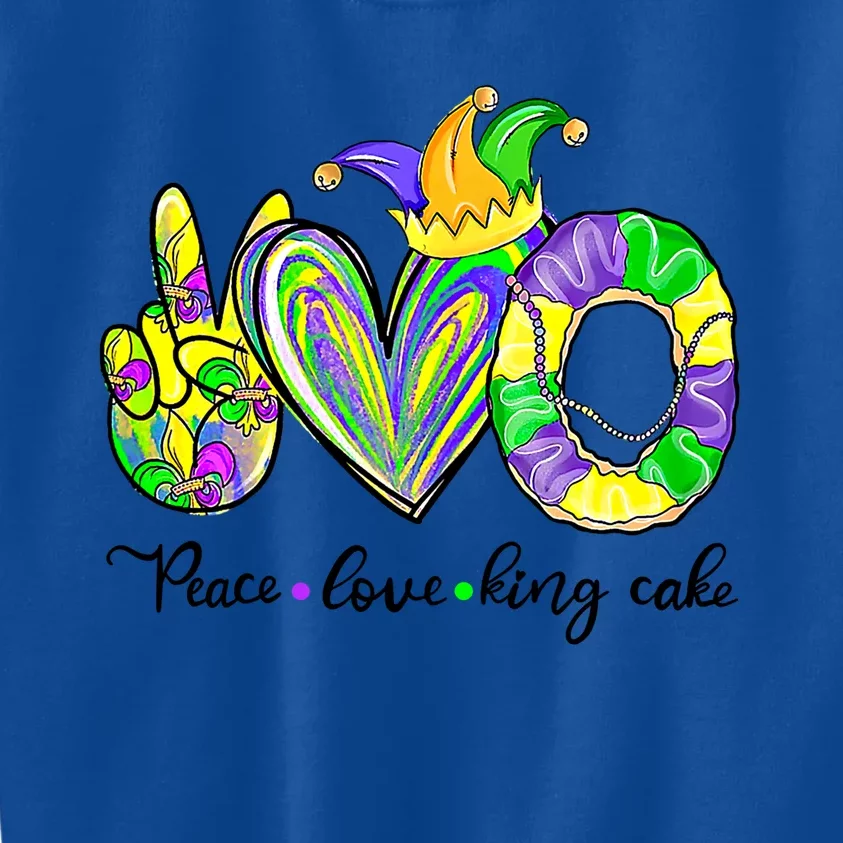 Peace Love King Cake Mardi Gras King Cake Mardi Gras Great Gift Kids Sweatshirt