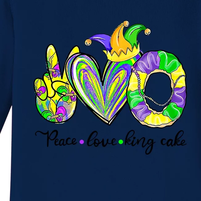 Peace Love King Cake Mardi Gras King Cake Mardi Gras Great Gift Baby Long Sleeve Bodysuit