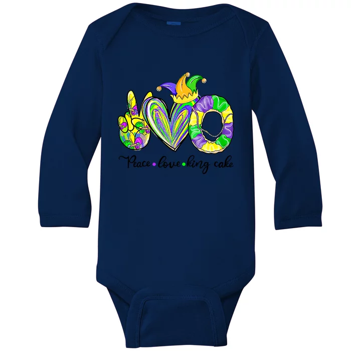 Peace Love King Cake Mardi Gras King Cake Mardi Gras Great Gift Baby Long Sleeve Bodysuit