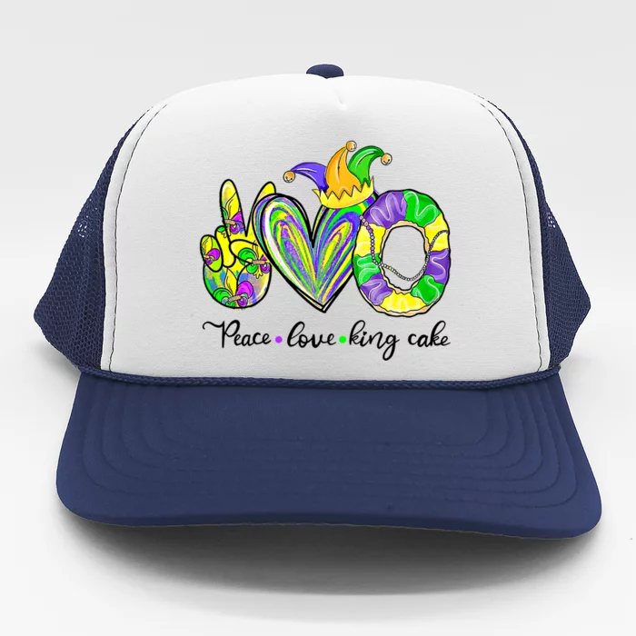 Peace Love King Cake Mardi Gras King Cake Mardi Gras Great Gift Trucker Hat