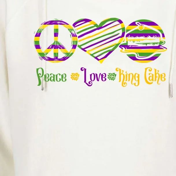 Peace Love King Cake Gift Womens Funnel Neck Pullover Hood