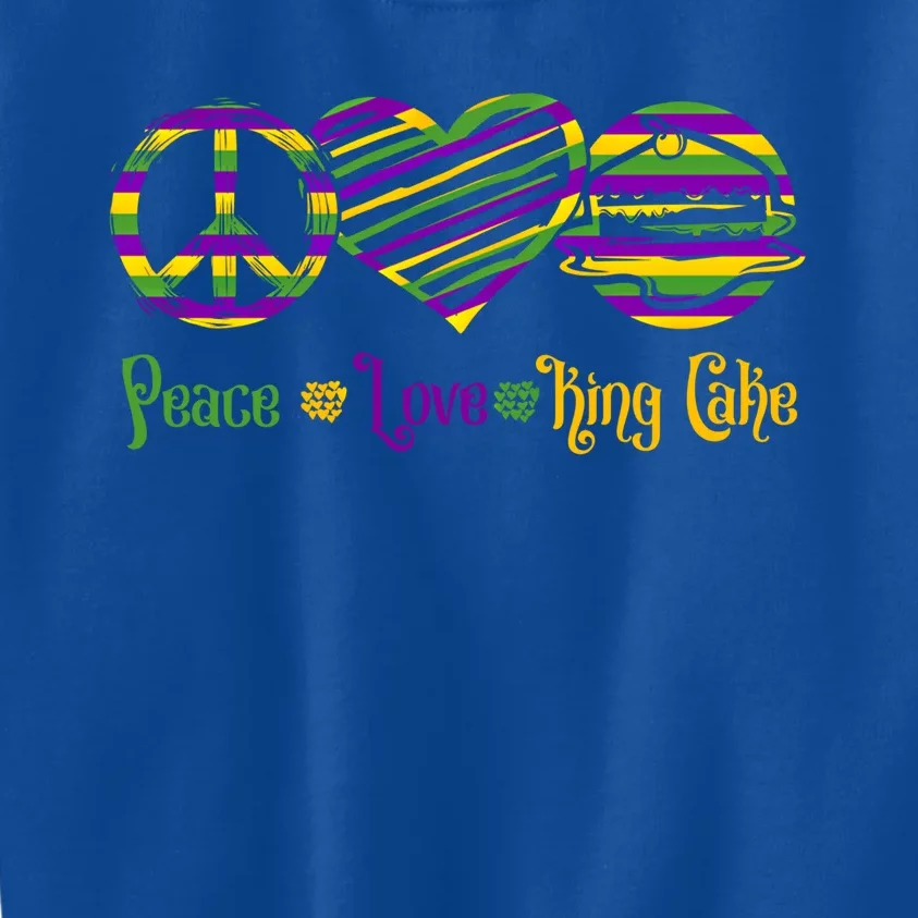 Peace Love King Cake Gift Kids Sweatshirt