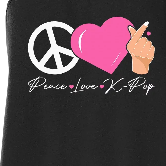 Peace Love Kpop Cute Kpop Music Anime Lover Women's Racerback Tank