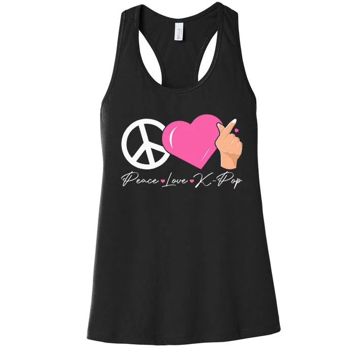 Peace Love Kpop Cute Kpop Music Anime Lover Women's Racerback Tank