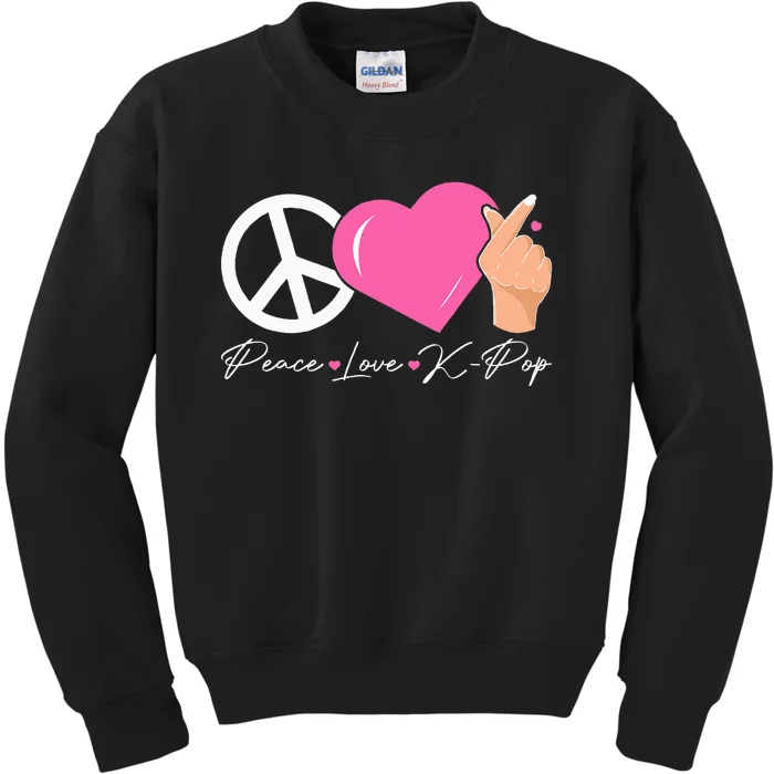 Peace Love Kpop Cute Kpop Music Anime Lover Kids Sweatshirt