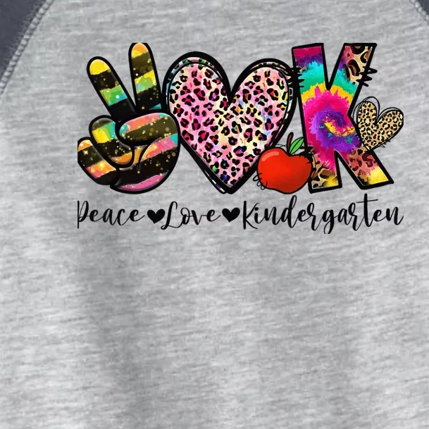 Peace Love Kindergarten Teacher Girls Back To School Funny Toddler Fine Jersey T-Shirt