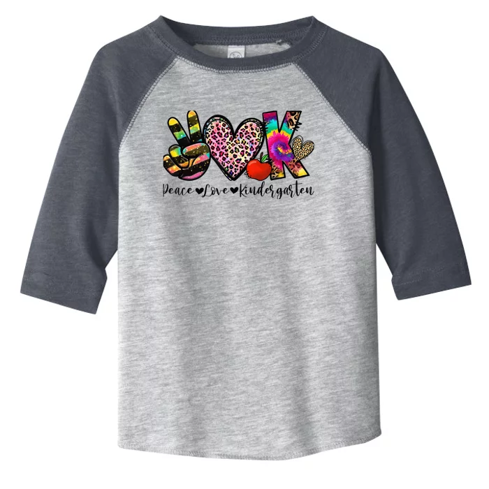 Peace Love Kindergarten Teacher Girls Back To School Funny Toddler Fine Jersey T-Shirt