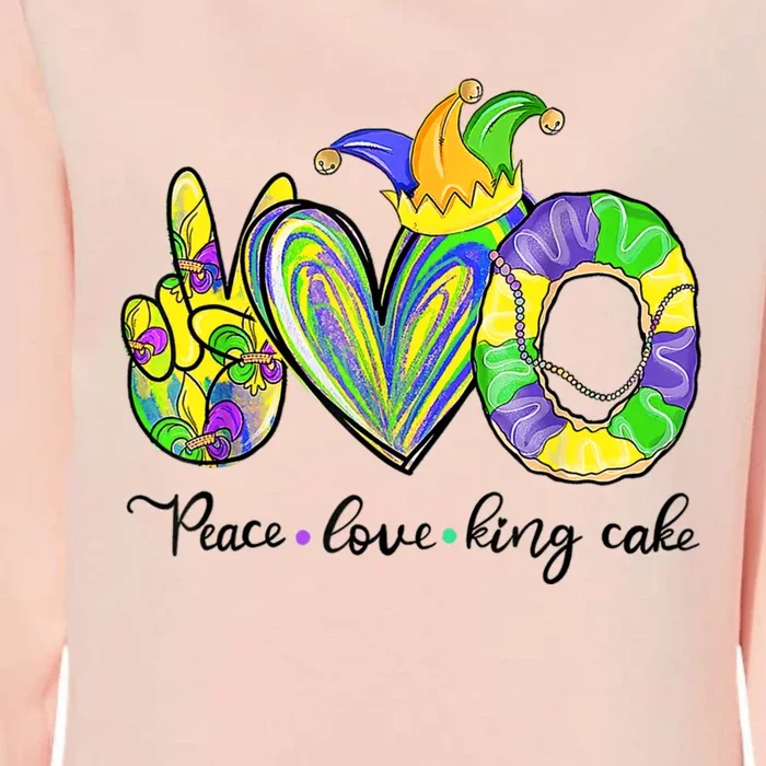 Peace Love King Cake Mardi Gras Womens California Wash Sweatshirt