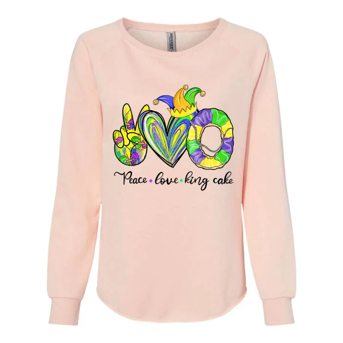 Peace Love King Cake Mardi Gras Womens California Wash Sweatshirt