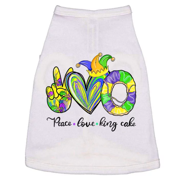 Peace Love King Cake Mardi Gras Doggie Tank