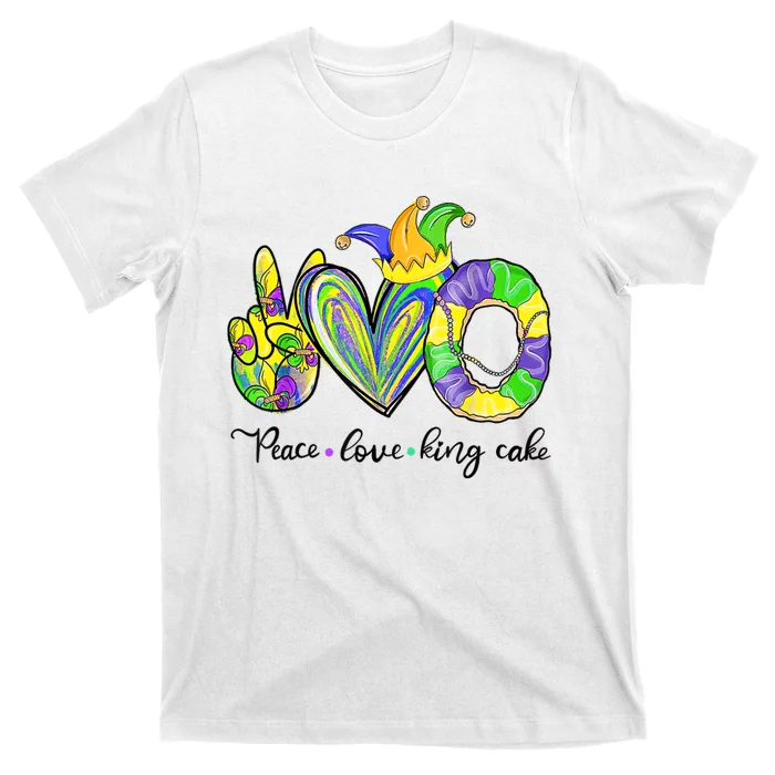 Peace Love King Cake Mardi Gras T-Shirt