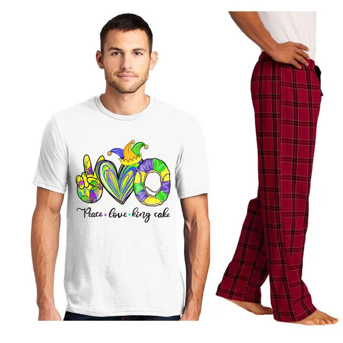 Peace Love King Cake Mardi Gras Pajama Set