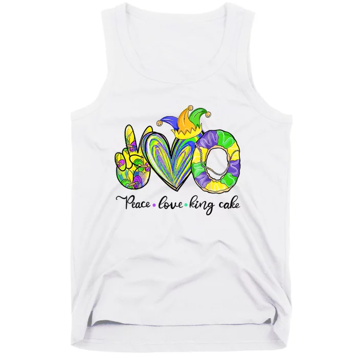 Peace Love King Cake Mardi Gras Tank Top