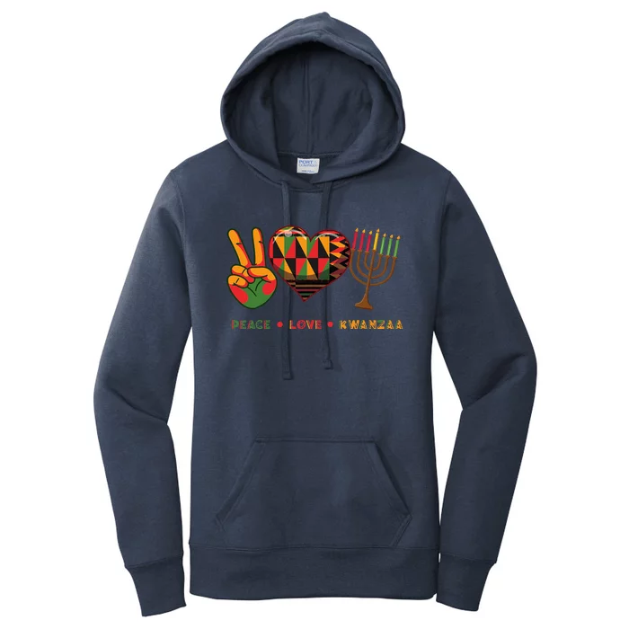 Peace Love Kwanzaa African American Heritage Happy Kwanzaa Women's Pullover Hoodie