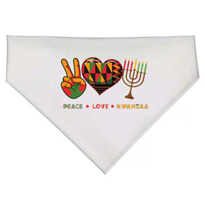 Peace Love Kwanzaa African American Heritage Happy Kwanzaa USA-Made Doggie Bandana