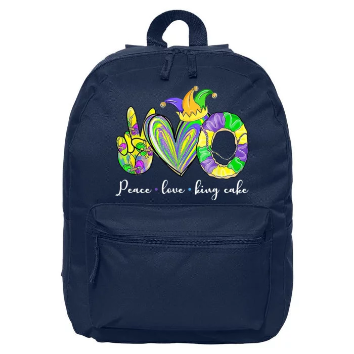 Peace Love King Cake Mardi Gras 16 in Basic Backpack