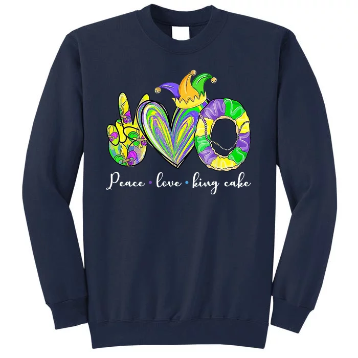 Peace Love King Cake Mardi Gras Tall Sweatshirt