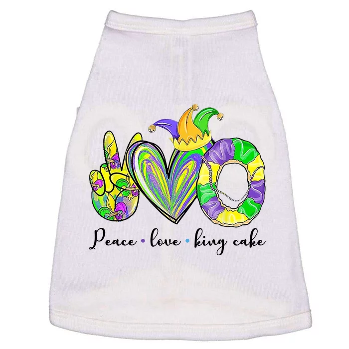 Peace Love King Cake Mardi Gras Doggie Tank