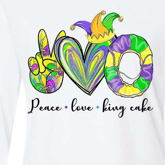 Peace Love King Cake Mardi Gras Womens Cotton Relaxed Long Sleeve T-Shirt