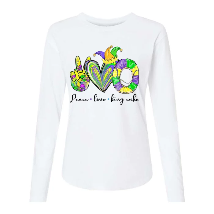 Peace Love King Cake Mardi Gras Womens Cotton Relaxed Long Sleeve T-Shirt