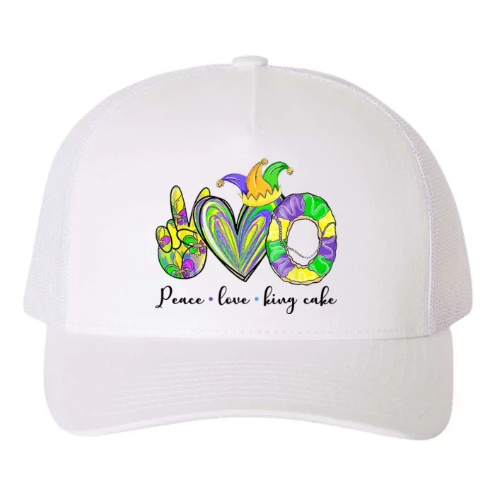 Peace Love King Cake Mardi Gras Yupoong Adult 5-Panel Trucker Hat