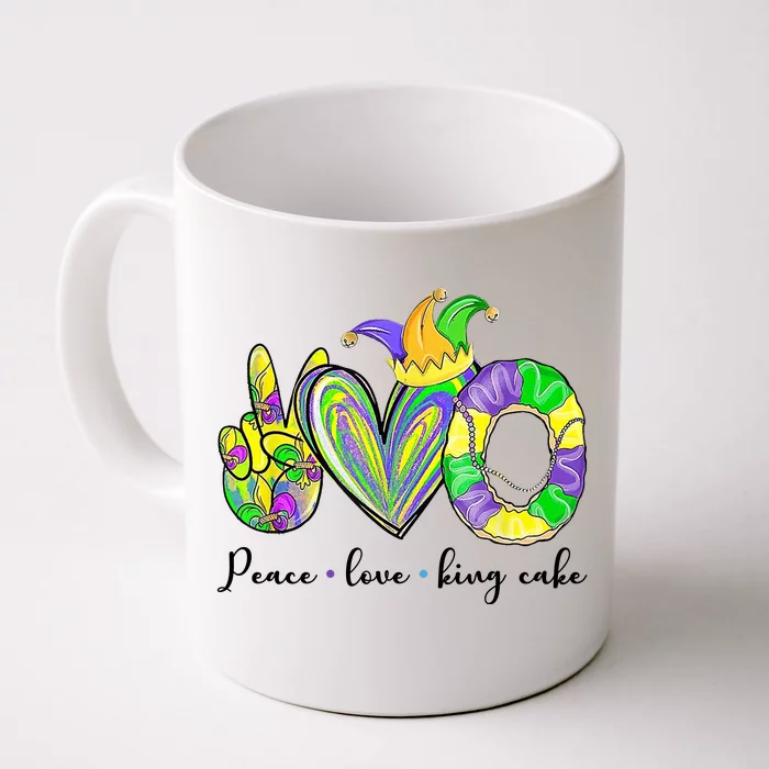 Peace Love King Cake Mardi Gras Front & Back Coffee Mug