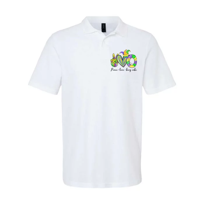 Peace Love King Cake Mardi Gras Softstyle Adult Sport Polo