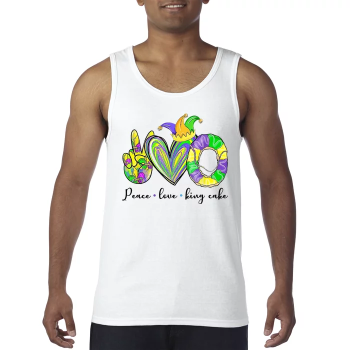 Peace Love King Cake Mardi Gras Tank Top