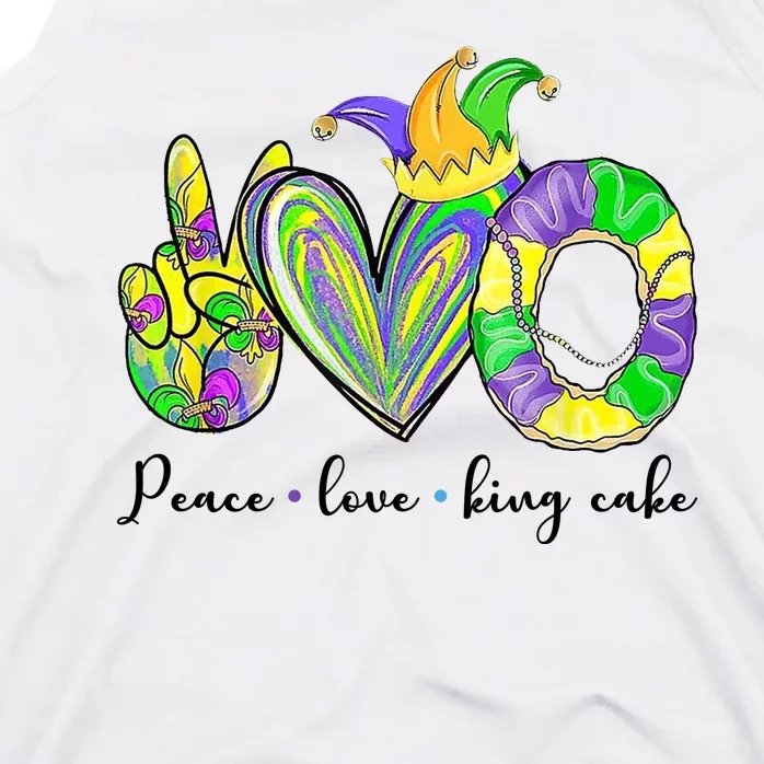 Peace Love King Cake Mardi Gras Tank Top