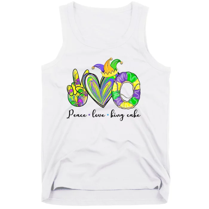 Peace Love King Cake Mardi Gras Tank Top