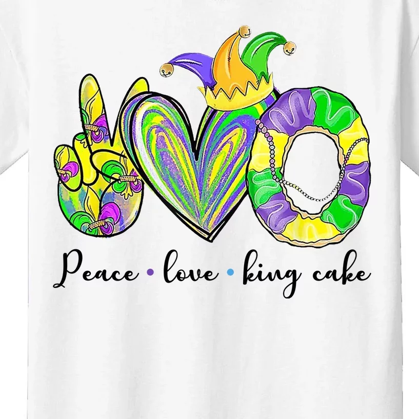 Peace Love King Cake Mardi Gras Kids T-Shirt