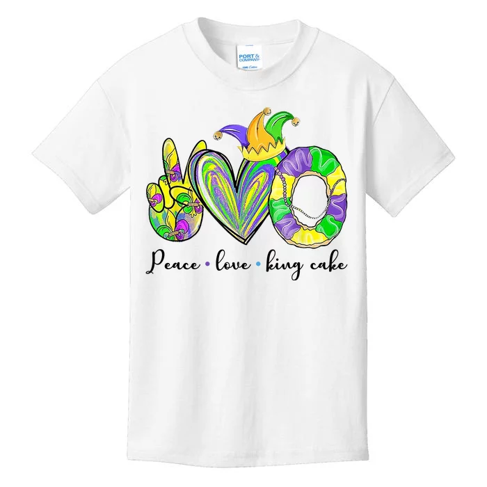 Peace Love King Cake Mardi Gras Kids T-Shirt