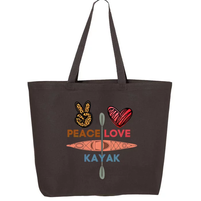 Peace Love Kayak Heart Kayaker Canoeing Paddling Boating Gift 25L Jumbo Tote