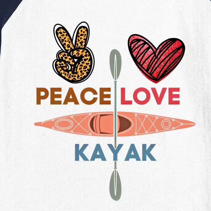 Peace Love Kayak Heart Kayaker Canoeing Paddling Boating Gift Baseball Sleeve Shirt