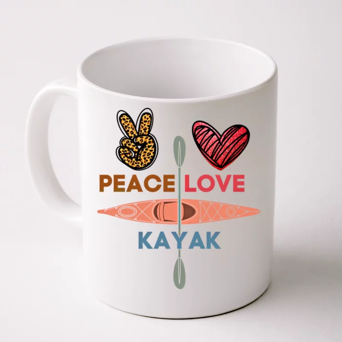 Peace Love Kayak Heart Kayaker Canoeing Paddling Boating Gift Front & Back Coffee Mug