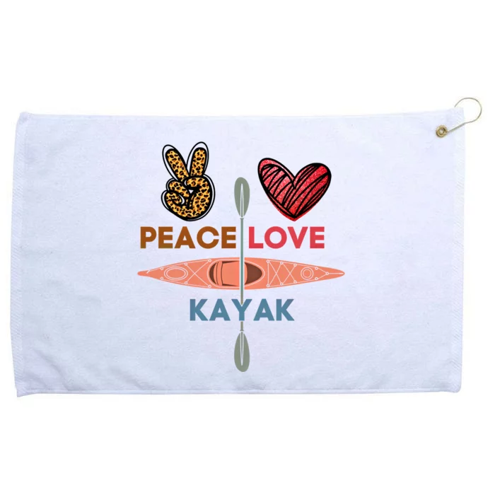 Peace Love Kayak Heart Kayaker Canoeing Paddling Boating Gift Grommeted Golf Towel